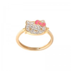 Accessories Sanrio Hello Kitty 14K Yellow Gold Pavé Diamond With Enamel Bow (Size 7 Ring Saudi Arabia | FS1689527