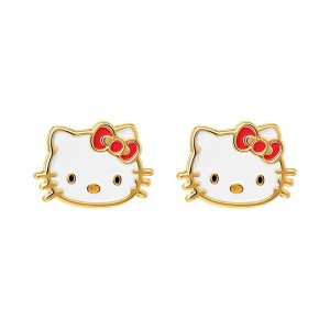 Sanrio Characters Sanrio Hello Kitty 10K Yellow Gold Enamel Stud Earrings Saudi Arabia | YL2819354