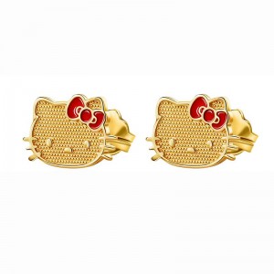 Sanrio Characters Sanrio Hello Kitty 10K Yellow Gold Stud With Enamel Bow Earrings Saudi Arabia | KC2109856