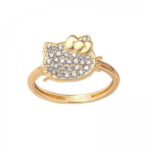 Sanrio Characters Sanrio Hello Kitty 14K Yellow Gold Pavé Diamond (Size 7 Only) Ring Saudi Arabia | WQ6409152