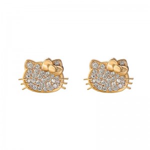 Sanrio Characters Sanrio Hello Kitty 14K Yellow Gold Pavé Diamond Stud Earrings Saudi Arabia | UL3016592