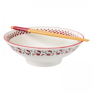 Sanrio Characters Sanrio Hello Kitty Ceramic Noodle Bowl and Chopstick Set (Red Bows) Bowl Saudi Arabia | NK3068294