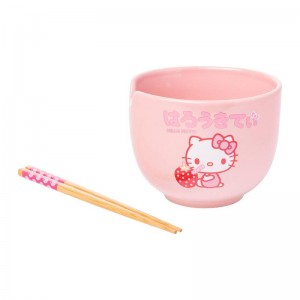 Sanrio Characters Sanrio Hello Kitty Ceramic Ramen Bowl and Chopstick Set (Strawberry Milk) Bowl Saudi Arabia | KO4620193