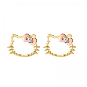 Sanrio Characters Sanrio Hello Kitty Gold Plated Silhouette Diamond Stud Earrings Saudi Arabia | YN1097856