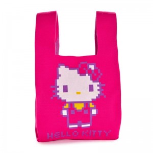 Sanrio Characters Sanrio Hello Kitty Pink Knit (Retro Pixel Series) Shopper Bag Saudi Arabia | BW5284019