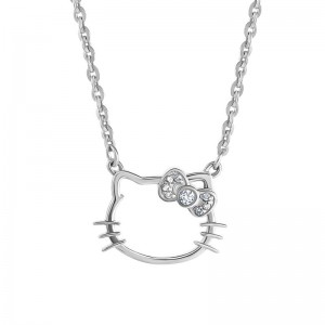 Sanrio Characters Sanrio Hello Kitty Sterling Silver Silhouette Diamond Necklace Saudi Arabia | BN8936270