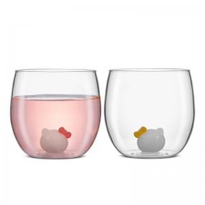 Sanrio Characters Sanrio Hello Kitty and Mimmy 3D Icon Short Drinking (Set of 2) Glasses Saudi Arabia | EV2847901