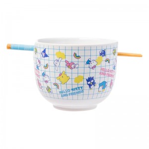 Sanrio Characters Sanrio Hello Kitty and Friends Ceramic Ramen Bowl and Chopstick Set (Color Grid) Bowl Saudi Arabia | QO5871026