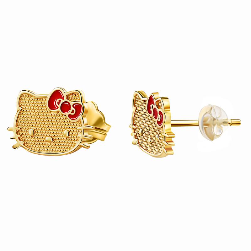 Accessories Sanrio Hello Kitty 10K Yellow Gold Stud With Enamel Bow Earrings  Saudi Arabia |  JL9604183
