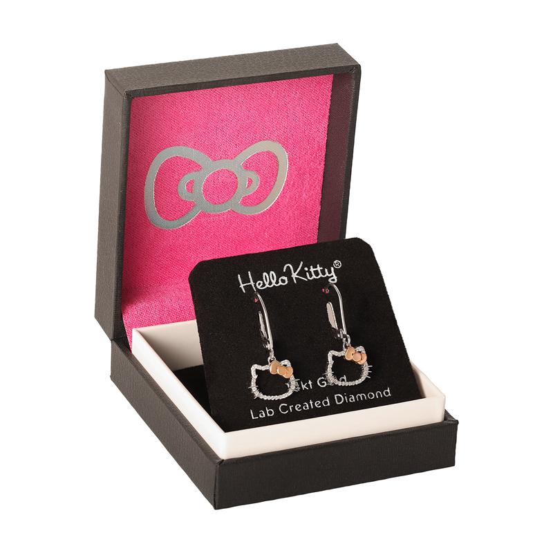 Accessories Sanrio Hello Kitty 14K White Gold Diamond Drop Earrings  Saudi Arabia |  CE1658037