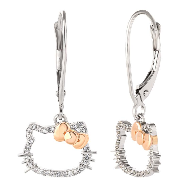 Accessories Sanrio Hello Kitty 14K White Gold Diamond Drop Earrings  Saudi Arabia |  CE1658037