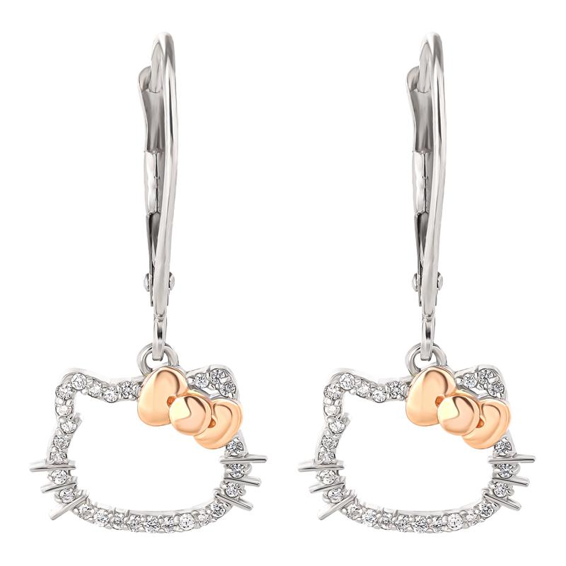 Accessories Sanrio Hello Kitty 14K White Gold Diamond Drop Earrings  Saudi Arabia |  CE1658037