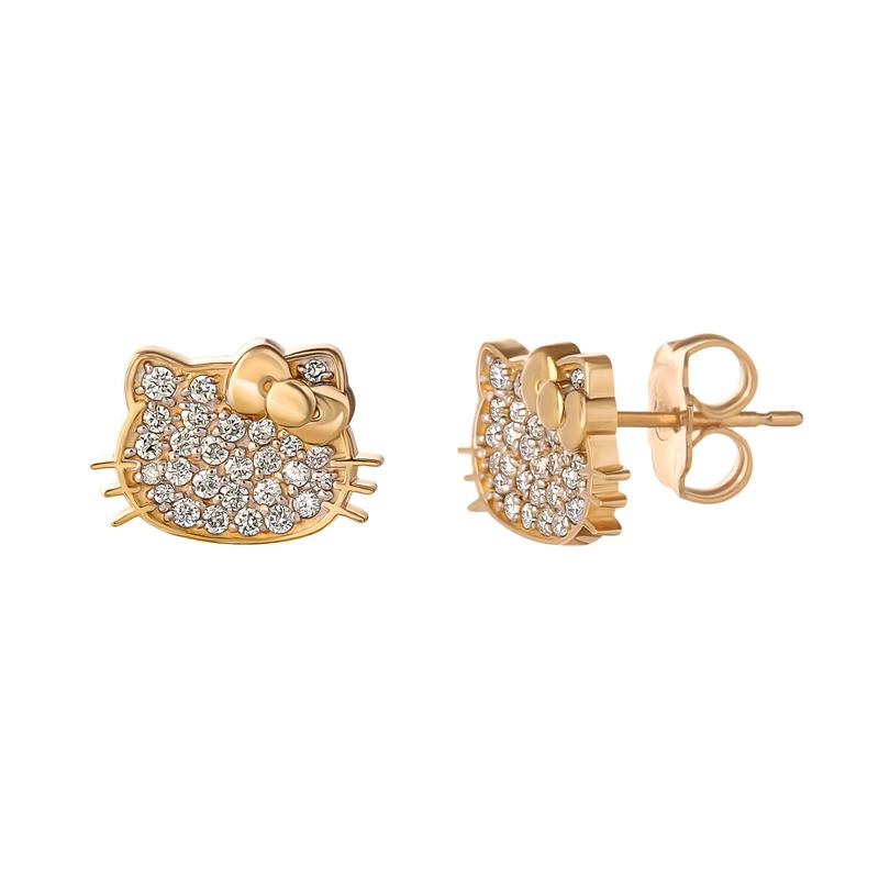 Accessories Sanrio Hello Kitty 14K Yellow Gold Pavé Diamond Stud Earrings  Saudi Arabia |  CI8169230