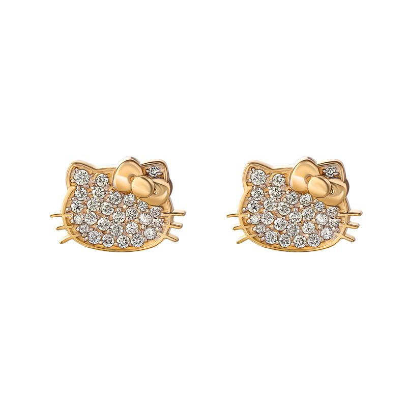 Accessories Sanrio Hello Kitty 14K Yellow Gold Pavé Diamond Stud Earrings  Saudi Arabia |  CI8169230