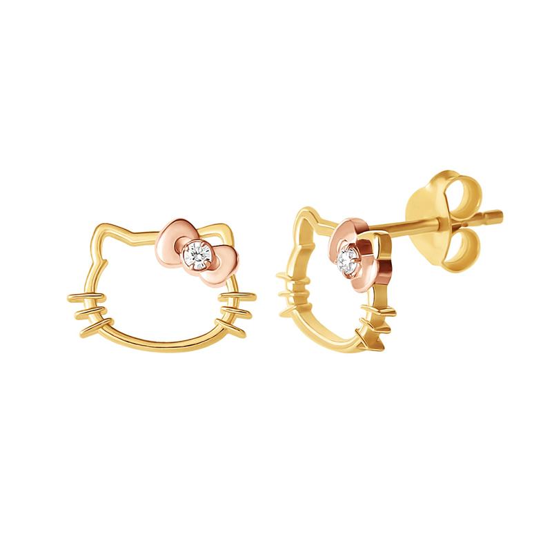 Accessories Sanrio Hello Kitty Gold Plated Silhouette Diamond Stud Earrings  Saudi Arabia |  DF6724915