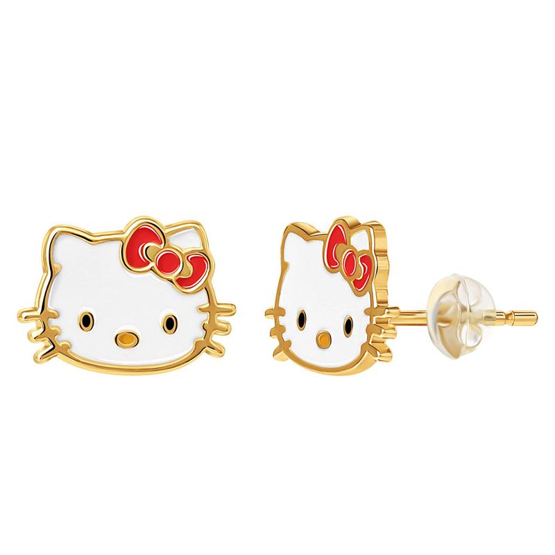 Sanrio Characters Sanrio Hello Kitty 10K Yellow Gold Enamel Stud Earrings  Saudi Arabia |  YL2819354