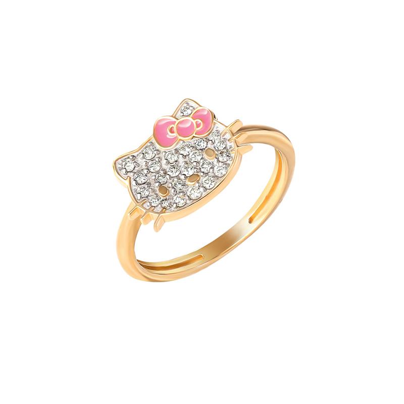 Sanrio Characters Sanrio Hello Kitty 14K Yellow Gold Pavé Diamond With Enamel Bow (Size 7 Ring  Saudi Arabia |  GX5671082