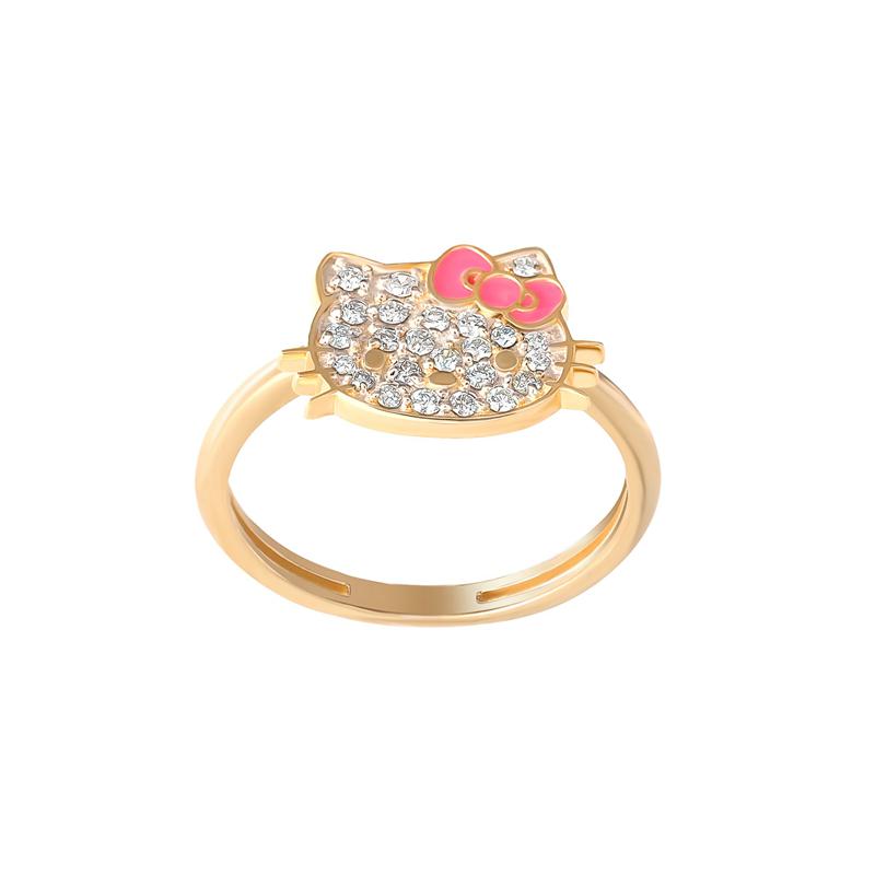 Sanrio Characters Sanrio Hello Kitty 14K Yellow Gold Pavé Diamond With Enamel Bow (Size 7 Ring  Saudi Arabia |  GX5671082