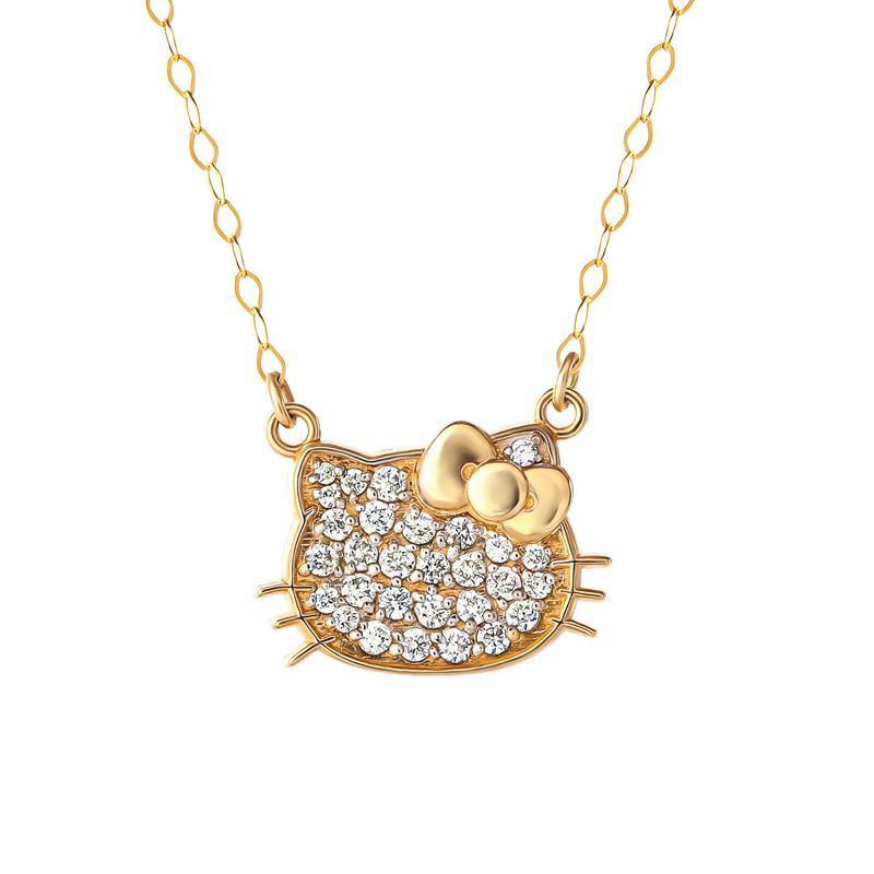 Sanrio Characters Sanrio Hello Kitty 14K Yellow Gold Pavé Diamond Necklace  Saudi Arabia |  PF1430579