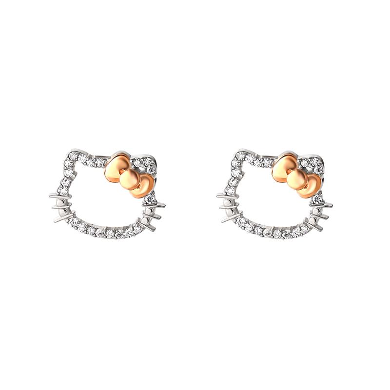 Sanrio Characters Sanrio Hello Kitty 14K White Gold Diamond Stud Earrings  Saudi Arabia |  JQ6123579