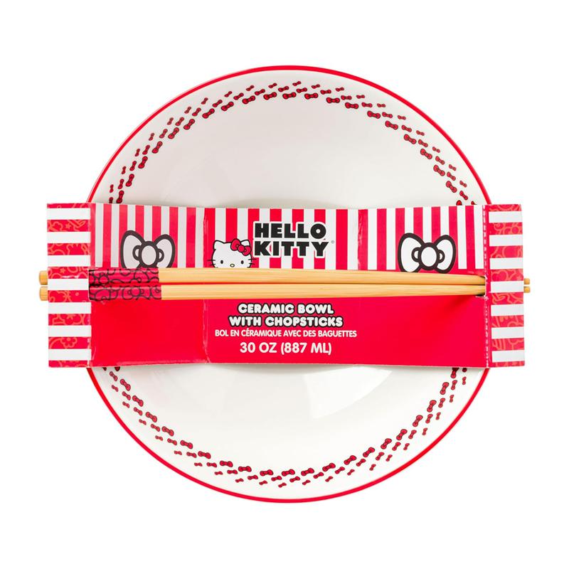 Sanrio Characters Sanrio Hello Kitty Ceramic Noodle Bowl and Chopstick Set (Red Bows) Bowl  Saudi Arabia |  NK3068294