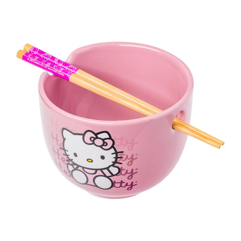 Sanrio Characters Sanrio Hello Kitty Ceramic Ramen Bowl and Chopstick Set (Pink Wave) Bowl  Saudi Arabia |  HI5729361
