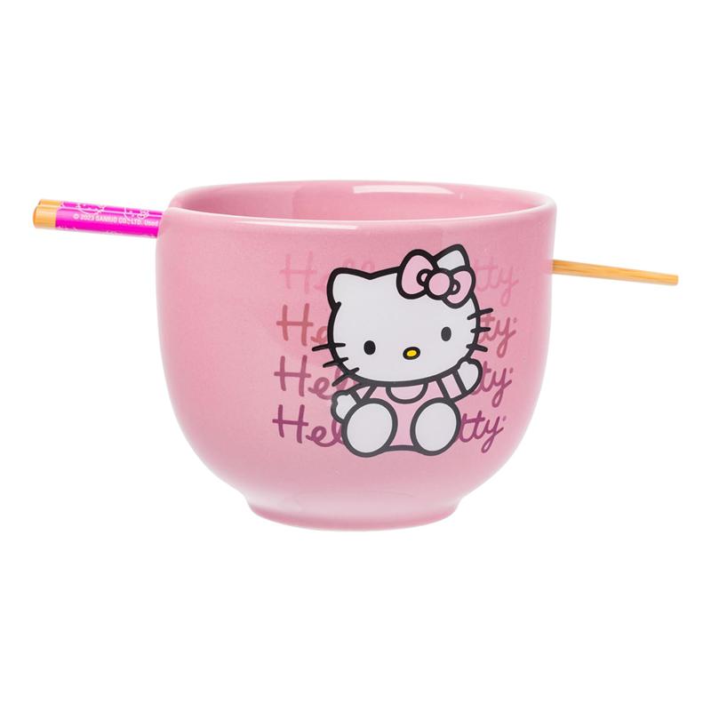 Sanrio Characters Sanrio Hello Kitty Ceramic Ramen Bowl and Chopstick Set (Pink Wave) Bowl  Saudi Arabia |  HI5729361