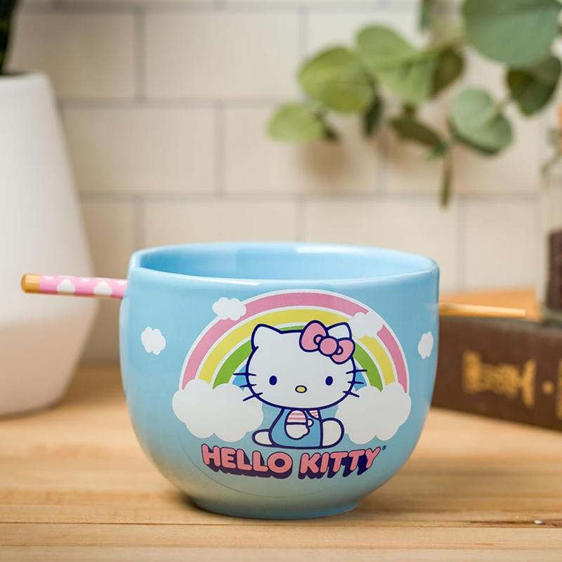 Sanrio Characters Sanrio Hello Kitty Ceramic Ramen Bowl and Chopstick Set (Rainbow) Bowl  Saudi Arabia |  JI1802439