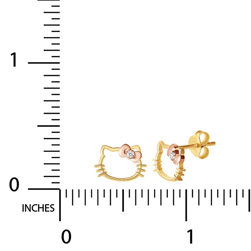 Sanrio Characters Sanrio Hello Kitty Gold Plated Silhouette Diamond Stud Earrings  Saudi Arabia |  YN1097856
