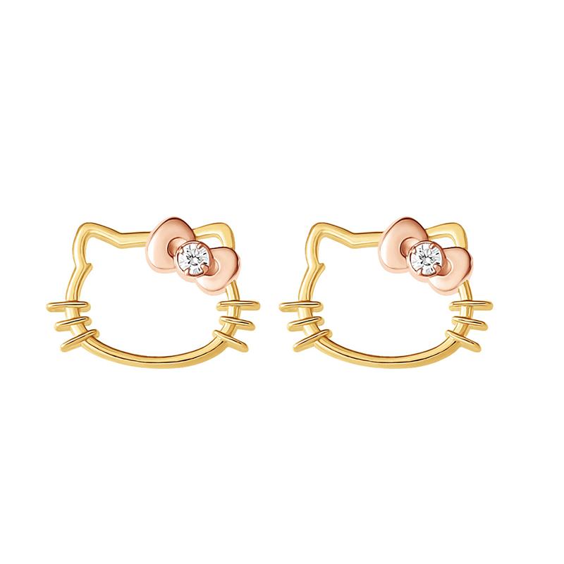Sanrio Characters Sanrio Hello Kitty Gold Plated Silhouette Diamond Stud Earrings  Saudi Arabia |  YN1097856