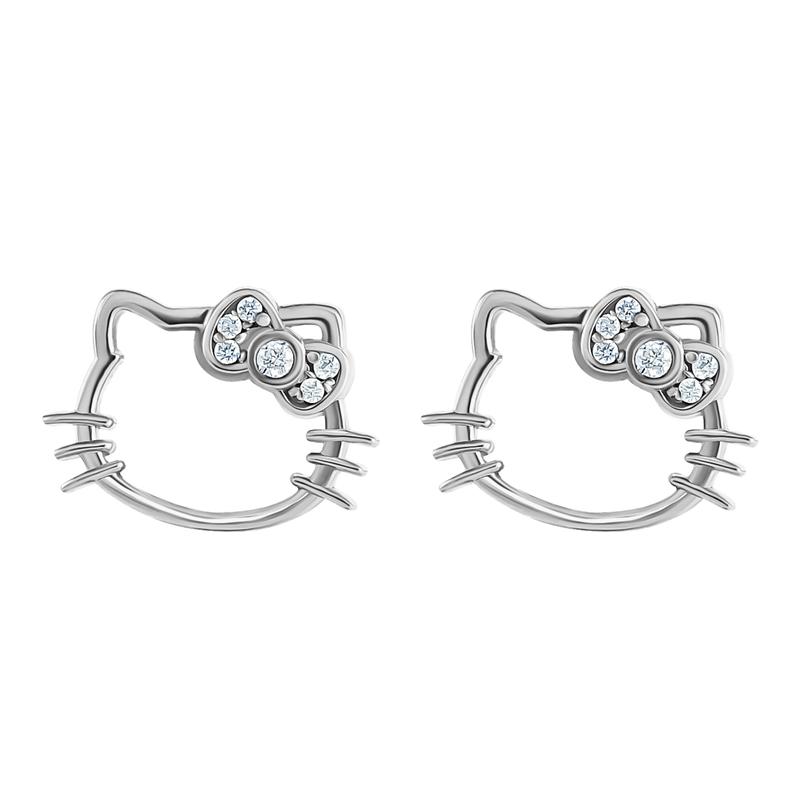 Sanrio Characters Sanrio Hello Kitty Sterling Silver Silhouette Diamond Stud Earrings  Saudi Arabia |  EH5437291