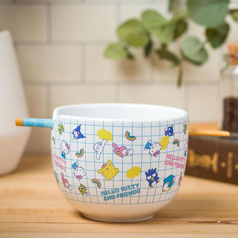 Sanrio Characters Sanrio Hello Kitty and Friends Ceramic Ramen Bowl and Chopstick Set (Color Grid) Bowl  Saudi Arabia |  HD1320784