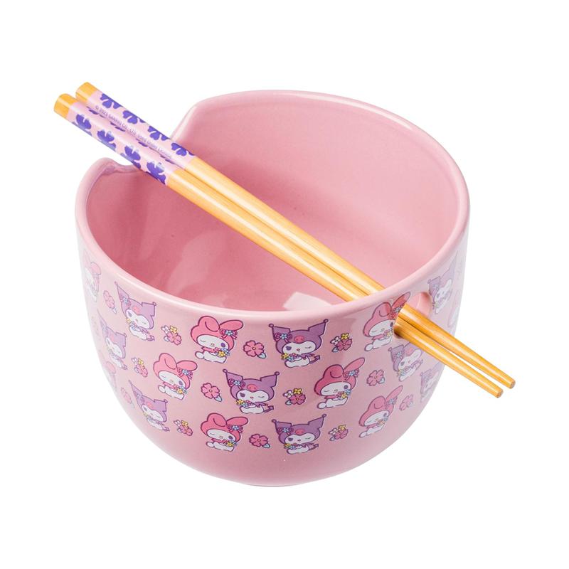 Sanrio Characters Sanrio My Melody & Kuromi Ceramic Ramen Bowl and Chopstick Set (Pastel Flowers) Bowl  Saudi Arabia |  NL2507394