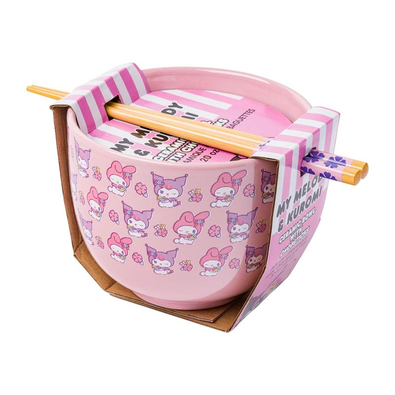 Sanrio Characters Sanrio My Melody & Kuromi Ceramic Ramen Bowl and Chopstick Set (Pastel Flowers) Bowl  Saudi Arabia |  NL2507394