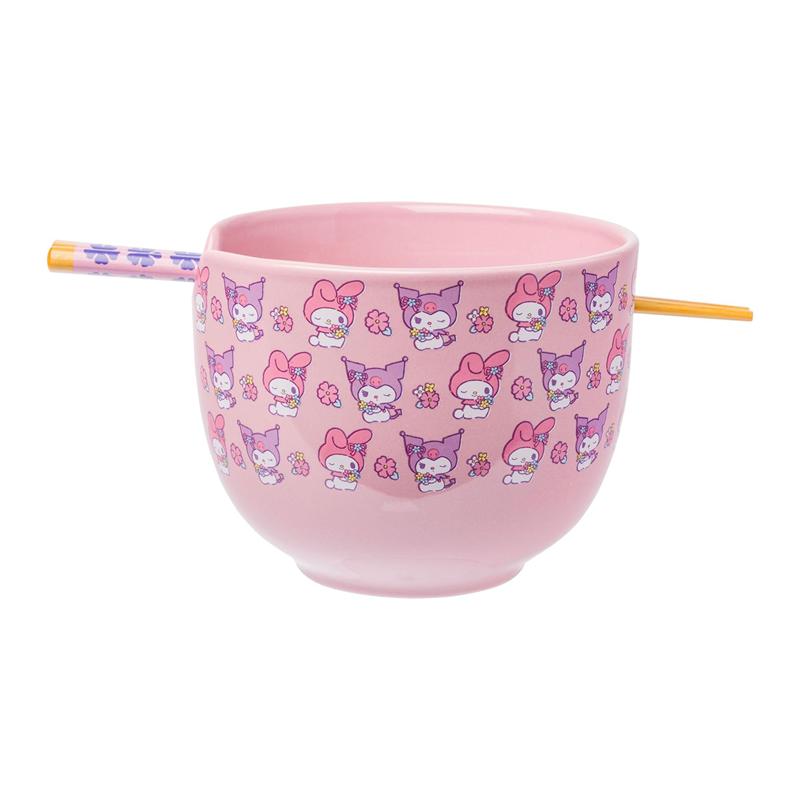 Sanrio Characters Sanrio My Melody & Kuromi Ceramic Ramen Bowl and Chopstick Set (Pastel Flowers) Bowl  Saudi Arabia |  NL2507394